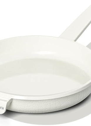 COOKLOVER Nonstick Ceramic Fry Pan, Non-Toxic, PTFE&PFOA Free, Induction Compatible Egg Skillet Frying Pan with Heat Resistant Handle, 9.5 Inch – Cream White