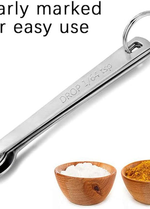 1Pack Mini Measuring Spoons Set, Heavy Duty Stainless Steel Teaspoon for Cooking and Baking, Suitable for Small Amount of Dry or Liquid Ingredients and Spices