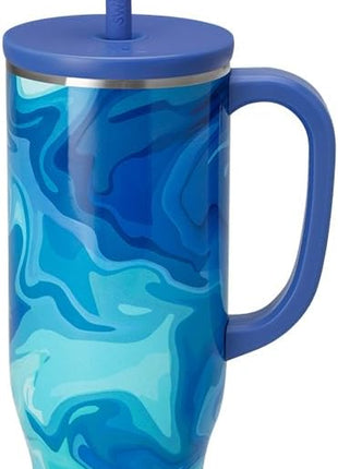 Swiglife 30oz Mega Mug, 30oz Tumbler with Handle and Straw, Large Insulated Tumblers, Cup Holder Friendly Travel Mug, Stainless Steel 30 oz Tumbler, Reusable Insulated Water Bottle (Blue Lagoon)