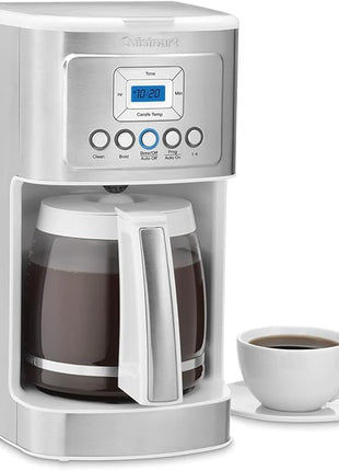 Cuisinart 14-Cup Coffee Maker, Programmable PerfecTemp Glass Carafe Coffee Machine with 1-4 Cup Setting, Brew Strength Control and Brew Pause, Stainless Steel, DCC-3200WNAS, White