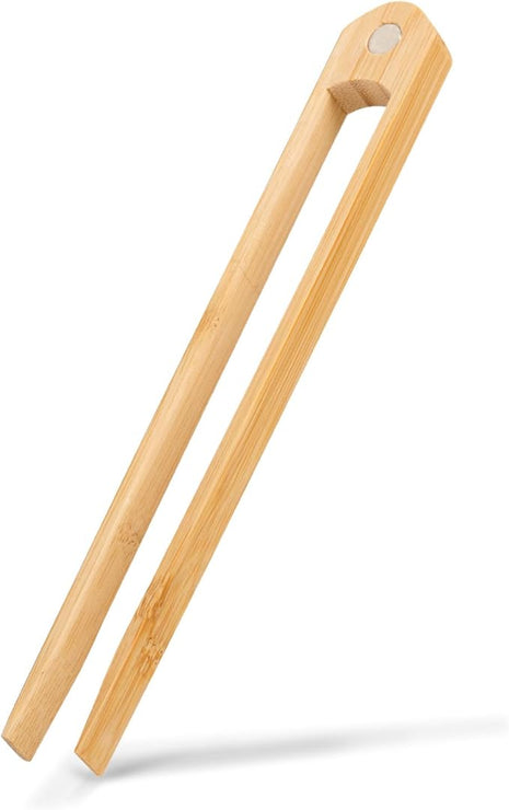 Jowmoy 1 Pieces With Magnet Natural Bamboo Toast Tongs, toast tongs, bamboo tongs,slip Design,for Toaster,Fruits, Bread & Pickles, Kitchen Utensil, Salad, Pasta, Grilling, BBQ.