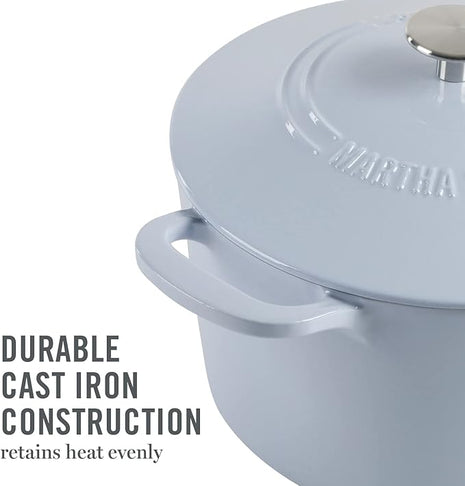 MARTHA STEWART Gatwick 7 QT Enamel Cast Iron Dutch Oven Pot With Lid, Lavender Purple