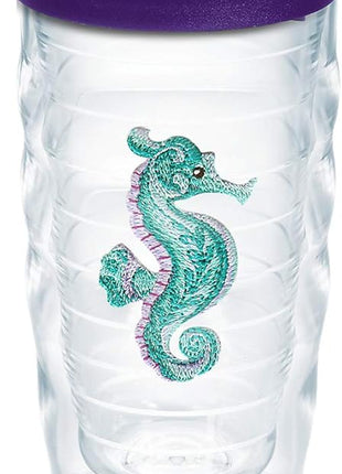 Purple Teal Seahorse 10 oz Wavy Tumbler with lid