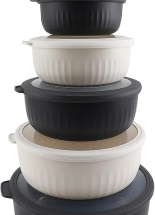 COOK WITH COLOR Prep Bowls with Lids- Wide and Deep Nesting Plastic Small Mixing Bowl Set with Lids, 12 Piece Set - Wide Bowls, Speckled Black