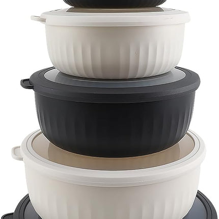 COOK WITH COLOR Prep Bowls with Lids- Wide and Deep Nesting Plastic Small Mixing Bowl Set with Lids, 12 Piece Set - Wide Bowls, Speckled Black