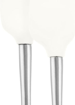 Tovolo Flex-Core Stainless Steel Handled Mini Spatula & Spoonula Set (White), Kitchen Utensil Set of 2, Heat-Resistant & BPA-Free Silicone Turner Heads, Safe for Cast Iron | Dishwasher-Safe