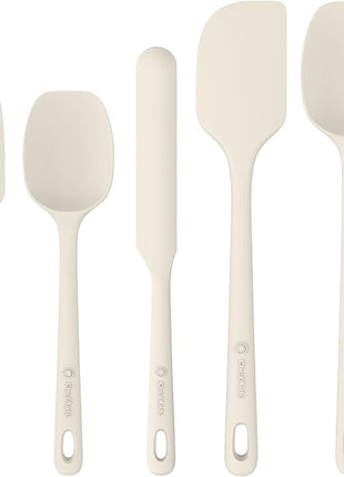 5 Pieces Silicone Spatula Set, Food Grade Rubber Spatula, Upgrade Strong Handle with Ergonomic Grip, Heat Resistant Up to 600°F for Nonstick Cookware, Cooking Candy Series