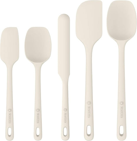 5 Pieces Silicone Spatula Set, Food Grade Rubber Spatula, Upgrade Strong Handle with Ergonomic Grip, Heat Resistant Up to 600°F for Nonstick Cookware, Cooking Candy Series