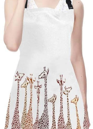 EKOBLA Giraffes Aprons Animal Cute Wild Cartoon Africa Safari Tall Group Crowded Spot Zoo Waterproof Resistant Chef Cooking Kitchen BBQ Adjustable Aprons for Women Men 27x31 Inch