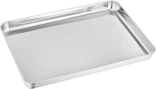 TeamFar Toaster Oven Pan, Stainless Steel Toaster Oven Tray Quarter Sheet Pan, 12.4’’x 9.7’’x1’’, Non Toxic & Healthy, Rust Free & Mirror Finish, Easy Clean & Dishwasher Safe