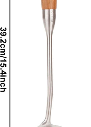 FJNATINH Skimmer Ladle, 15.4inches spatula for wok, 304 Stainless Steel wok spatula,Wooden Handle
