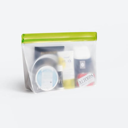 (re) zip 3-Piece Stand-Up Reusable Bag Kit | BPA-Free, Food Grade, Leakproof, Freezer and Dishwasher Safe | Quart (1), 2-Cup (1), Snack (1) | Green