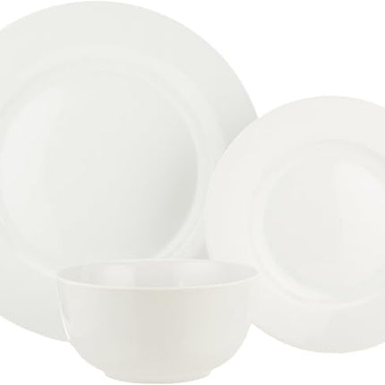 Amazon Basics Kitchen Dinnerware Set, Microwave and Dishwasher Safe, Plates, Bowls, Service for 6, 18-Piece, White