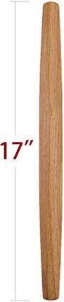 French Rolling Pin (17 Inches) –WoodenRoll Pin for Fondant, Pie Crust, Cookie, Pastry, Dough –Tapered Design & Smooth Construction - Essential Kitchen Utensil