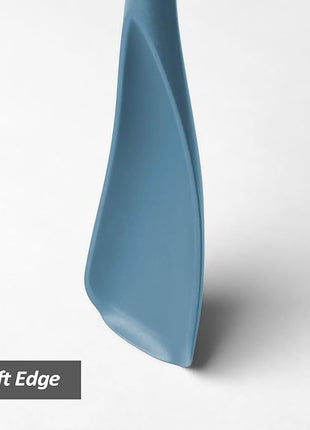 Silicone Spatula Spoon, Great for Both Cooking and Serving Durable BPA-Free Matte Black Silicone, Seamless Design, Safe for Nonstick Cooking Surfaces, 2-Pcs, Starry Blue