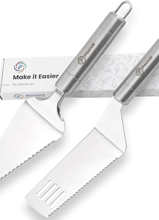 Pie Server Spatula and Cake Cutter Slicer, Stainless Steel Set - Kitchen Essentials for Cutting & Serving Desserts, Brownies, Lasagna