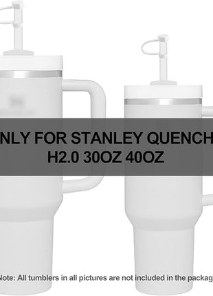 Silicone Spill Stopper Set Compatible with Stanley Cup 2.0 30oz & 40oz with Straw Cover (Set of 2, Clear)