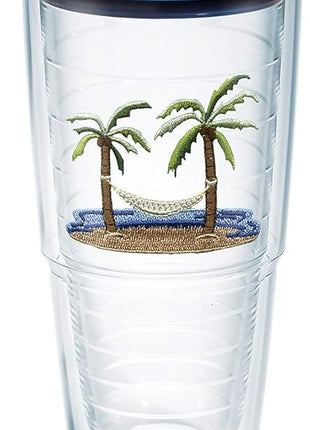Tervis Palm Tree & Hammock Scene Made in USA Double Walled Insulated Tumbler Travel Cup Keeps Drinks Cold & Hot, 24oz, Lidded, 1 Count (Pack of 1)