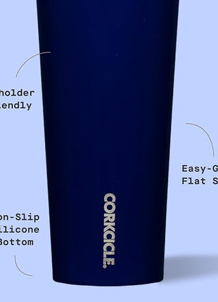 Corkcicle Classic Tumbler - Keeps Drinks Cold for 9 Hours & Hot for 3 - Triple-Insulated Stainless Steel - Holiday Tumbler Gift - 24 oz - Gloss Midnight Navy