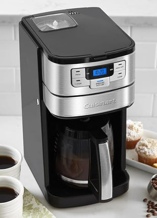Cuisinart Automatic Grind & Brew 12-Cup Coffee Maker with Blade Grinder, Programmable Coffee Machine Glass Carafe with 1-4 Cup Setting, Brew Pause, Grind-Off Option, DGB-400NAS, Black/Stainless Steel