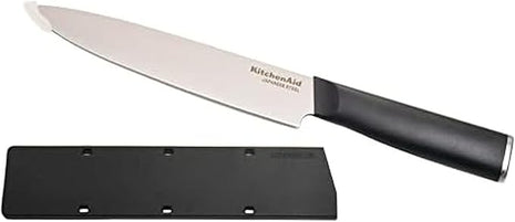 KitchenAid Classic Slicing Knife with Custom Fit Blade Cover, 8 inch, Sharp Kitchen Knife, High Carbon Japanese Stainless Steel Blade, Black