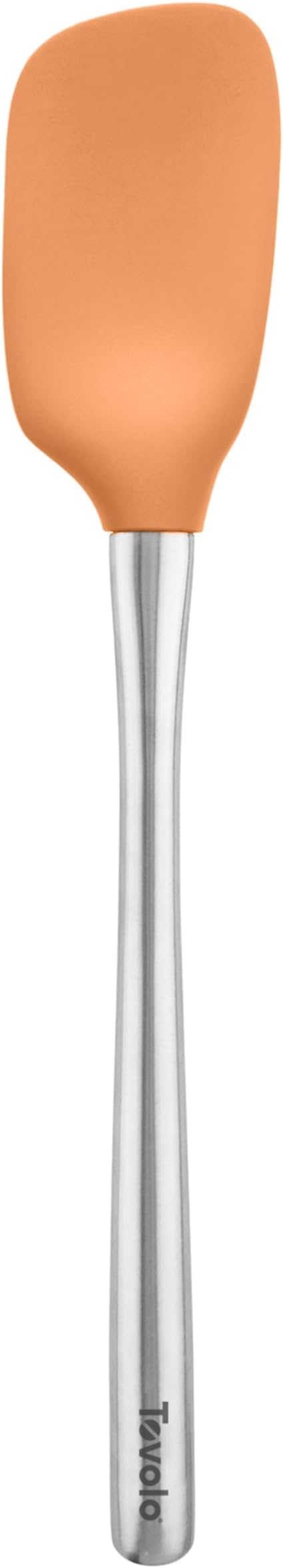 Tovolo Spoon Spatula Spoonula with Stainless Steel Handle Ergonomic Grip Apricot Orange, Silicone Scoopula Kitchen Utensil Non Scratch Easy Clean Dishwasher Safe Heat Resistant Scoop Spatula