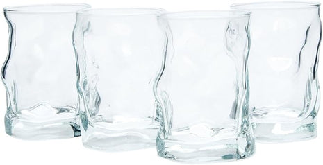 Bormioli Rocco 10.25 Oz Sorgente Rocks Whiskey Glass (Set of 4) - Boulder-Style Barware for Bourbon, Scotch, Water, Juice - Dishwasher Safe & Lead-Free Cocktail Glasses - Made in Italy