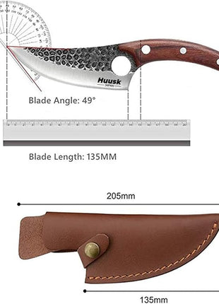 Smith Chu Forged Viking Knives - Husk Chef and Butcher Knife Set, Fishing Filet & Bait Knife, Japanese Boning Knife, Meat Cleaver for Kitchen or Camping - Gift for Dad