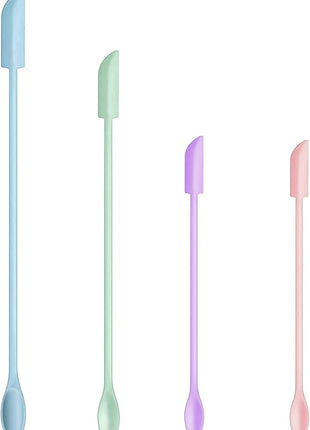 Mini Spatula Silicone Spatula Set - 4pcs Small Makeup Scrapers for Cosmetics, Reusable Beauty Tiny Tools, Thin Jar Scraper, Get the Last of the Makeup Out of the Bottle(Grace Colors)