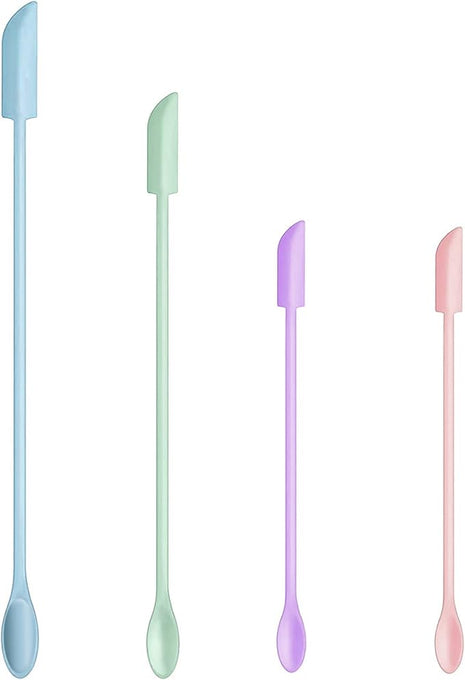 Mini Spatula Silicone Spatula Set - 4pcs Small Makeup Scrapers for Cosmetics, Reusable Beauty Tiny Tools, Thin Jar Scraper, Get the Last of the Makeup Out of the Bottle(Grace Colors)