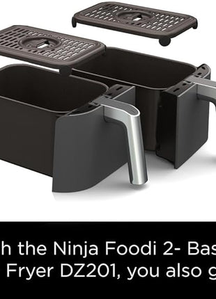 Ninja DZ201 Foodi 8 Quart 6-in-1 DualZone 2-Basket Air Fryer with 2 Independent Frying Baskets, Match Cook & Smart Finish to Roast, Broil, Dehydrate & More for Quick, Easy Meals, Grey