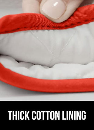 GORILLA GRIP BPA-Free Soft Silicone Oven Mitts, Heat Resistant and Waterproof Cooking Gloves, Thick Cotton Lining, Flexible Gripping for Baking Grilling, Kitchen Potholders Set of 2, 12.5x8.3, Coral