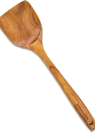 Wooden Spatulas, 1 Pcs Natural Teak Wood Spoon for Cooking Wooden Kitchen Utensil Wooden Spoons & Spurtle for Cooking