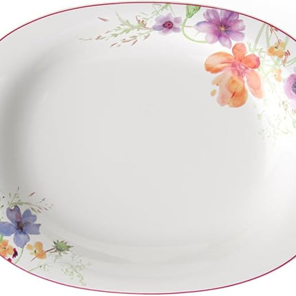 Villeroy & Boch Mariefleur Basic Serving Platter, 34 cm, Premium Porcelain, White/Multicoloured