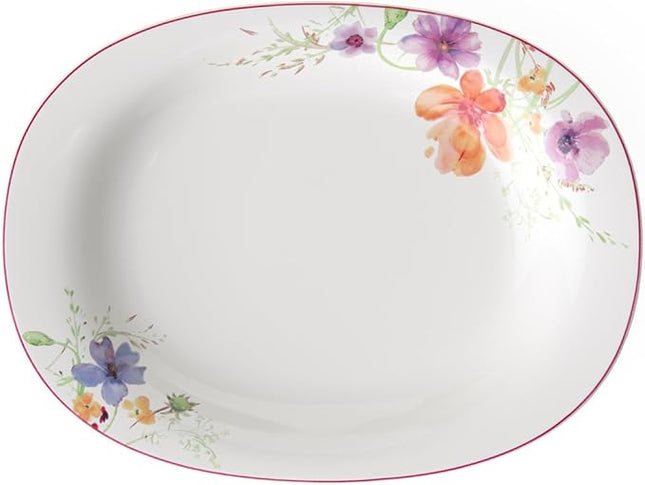 Villeroy & Boch Mariefleur Basic Serving Platter, 34 cm, Premium Porcelain, White/Multicoloured