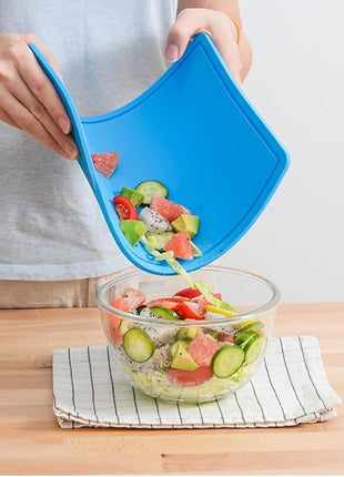 Liflicon Thick Silicone Cutting Board 12.6'' x 9.1'' Foldable & Flexible Design Juice Grooves Easy Grip Handle Dishwasher Safe-Blue