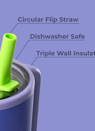 HydroJug Traveler - 32 oz Water Bottle with Handle & Flip Straw - Fits in Cup Holder, Leak Resistant Tumbler-Reusable Insulated Stainless Steel & Rubber Base - Gifts for Women & Men, Lime Rickey