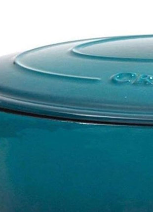 Crock-Pot Artisan 5-Quart Round Enameled Cast Iron Dutch Oven – Teal Ombre, Durable Heavy-Duty Cookware for Slow Cooking, Roasting, Baking with Lid