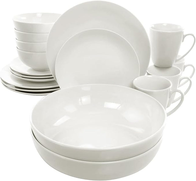 Elama Iris Porcelain Dinnerware Set, White, 32 Piece Set (935115428M)