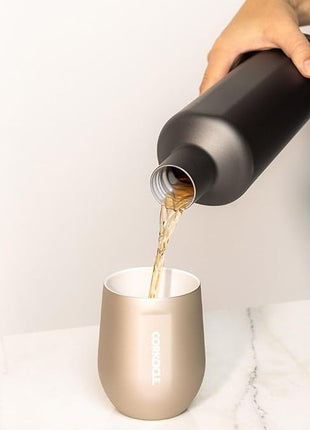 Corkcicle Pure Taste Stemless Insulated Wine Glass Tumbler - Keeps Beverages Cold 6 Hours & Hot 3 Hours - Stainless Steel - Easy-Grip - Summer Drinkware Gift - 12 oz - Latte/Oat Milk