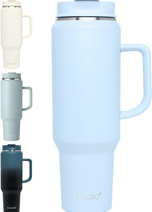 50 oz Tumbler with Handle, Insulated Tumblers with Lid and Straw, Large Metal Sports Water Bottle Jug, Thermal Stainless Steel Travel Coffee Mug Cup, Blue