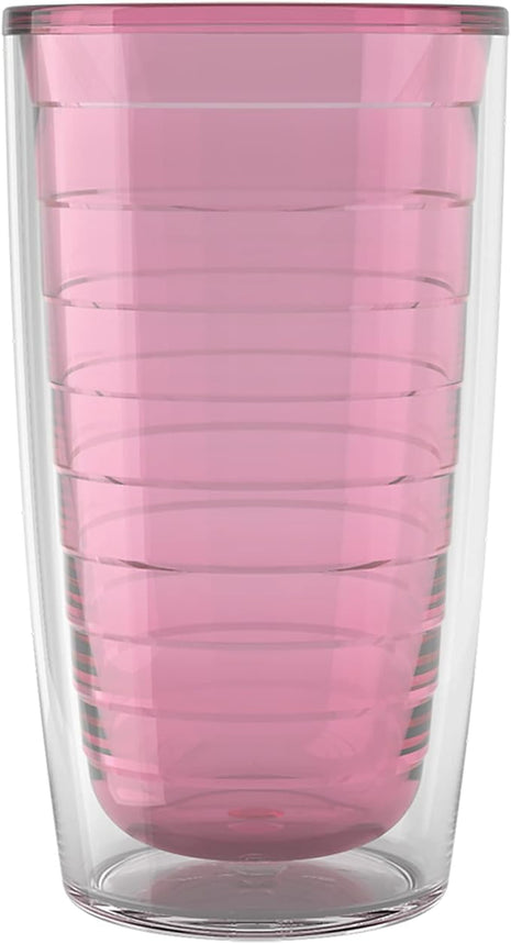 Tervis Clear & Colorful Tabletop Made in USA Double Walled Insulated Tumbler Travel Cup Keeps Drinks Cold & Hot, 16oz, Pink Sand
