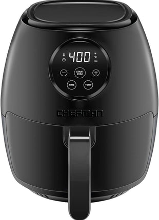 CHEFMAN Small Air Fryer Healthy Cooking, 3.6 Qt, User Friendly, Nonstick, Digital Touch Screen, Dishwasher Safe Basket, w/ 60 Minute Timer & Auto Shutoff, Matte Black, Cookbook Included