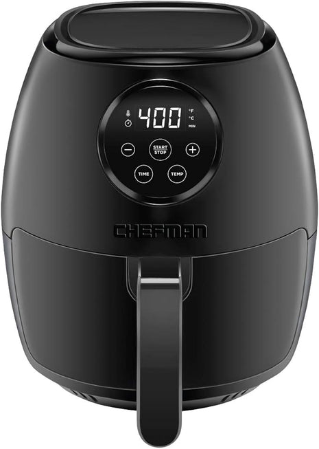 CHEFMAN Small Air Fryer Healthy Cooking, 3.6 Qt, User Friendly, Nonstick, Digital Touch Screen, Dishwasher Safe Basket, w/ 60 Minute Timer & Auto Shutoff, Matte Black, Cookbook Included