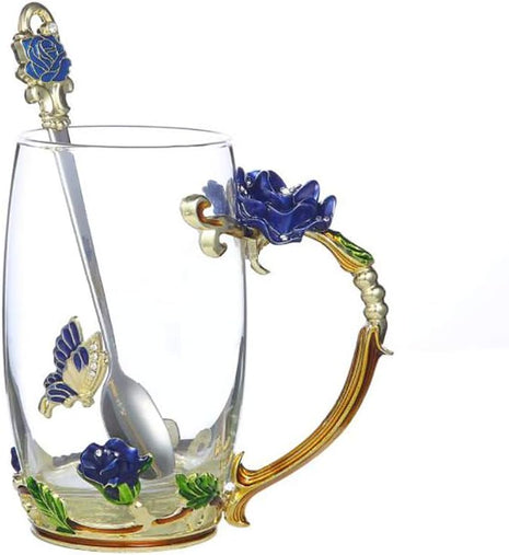 Gifts for Mom Women Mothers Day Flower Cups Tea Mug With Tea Spoon Valentines Day Christmas Gift Use Gift Package