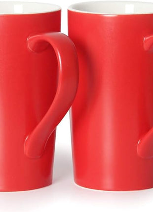 Smilatte 20 oz Large Coffee Mugs, M007 Plain Tall Ceramic Cup with Handle for Dad Men, Set of 2, Christmas Red