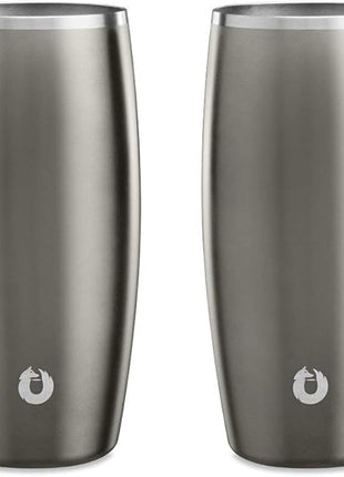 SNOWFOX Premium Vacuum Insulated Stainless Steel Beer Glass, Home Bar Accessories, Elegant Bartending, Lightweight Pint Glasses, Sleek Drinkware, Frosty Beverages Stay Cold, 18oz, Set of 2,Olive Grey