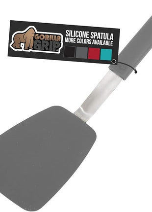 GORILLA GRIP Patented BPA-Free Non-Scratch Spatula, Heat Resistant Flexible Silicone Head for Nonstick Cooking Pans, Soft Rubber Handle, Kitchen Spatulas for Flipping Eggs, Pancakes, 11.6 in, Gray