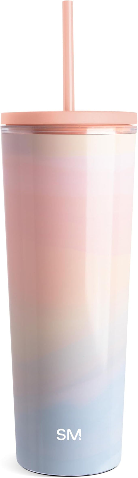 Simple Modern Plastic Tumbler with Lid and Straw | Reusable BPA Free Iced Coffee Cups Double Wall Smoothie Cup | Gifts for Women Men Him Her | Classic Collection | 24oz | Sherbet Swirl