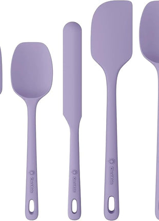 5 Pieces Silicone Spatula Set, Food Grade Rubber Spatula, Upgrade Strong Handle with Ergonomic Grip, Heat Resistant Up to 600°F for Nonstick Cookware, Cooking Purple